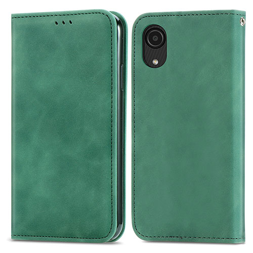 Leather Case Stands Flip Cover Holder S04D for Samsung Galaxy A03 Core Green