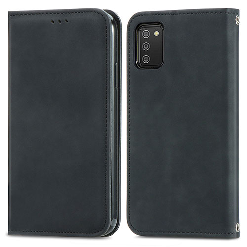 Leather Case Stands Flip Cover Holder S04D for Samsung Galaxy A03s Black