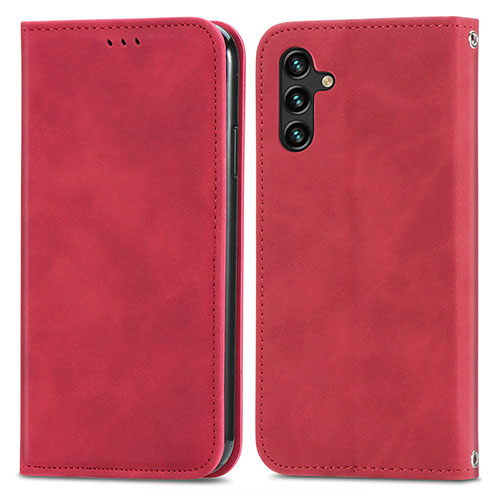 Leather Case Stands Flip Cover Holder S04D for Samsung Galaxy A04s Red