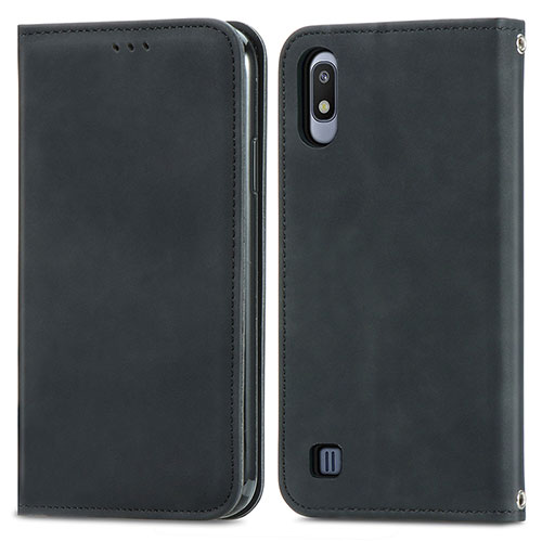 Leather Case Stands Flip Cover Holder S04D for Samsung Galaxy A10 Black