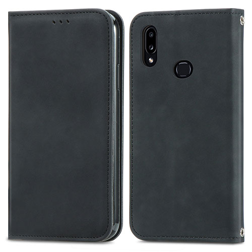 Leather Case Stands Flip Cover Holder S04D for Samsung Galaxy A10s Black