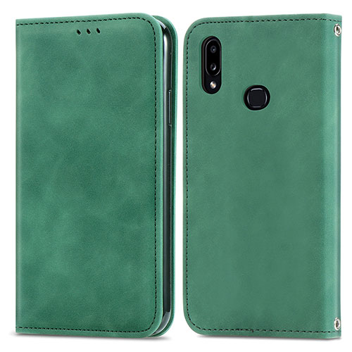 Leather Case Stands Flip Cover Holder S04D for Samsung Galaxy A10s Green