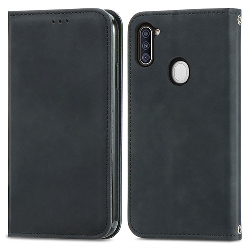 Leather Case Stands Flip Cover Holder S04D for Samsung Galaxy A11 Black