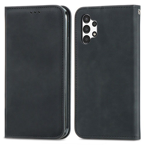 Leather Case Stands Flip Cover Holder S04D for Samsung Galaxy A13 4G Black