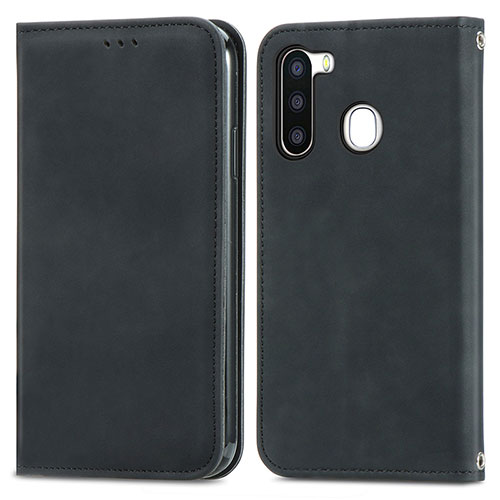 Leather Case Stands Flip Cover Holder S04D for Samsung Galaxy A21 European Black