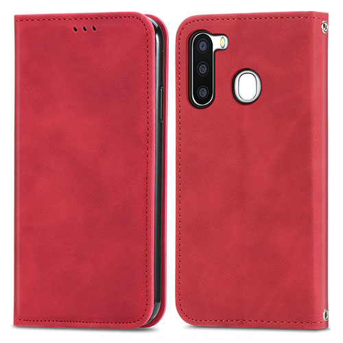 Leather Case Stands Flip Cover Holder S04D for Samsung Galaxy A21 European Red