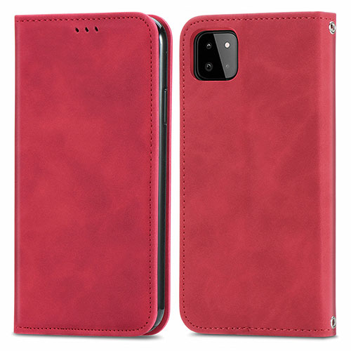 Leather Case Stands Flip Cover Holder S04D for Samsung Galaxy A22 5G Red