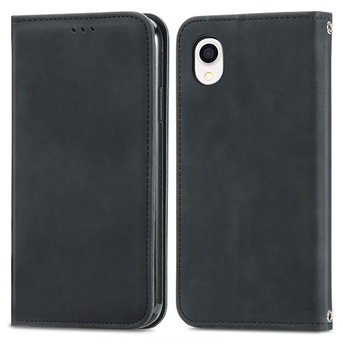 Leather Case Stands Flip Cover Holder S04D for Samsung Galaxy A22 5G SC-56B Black