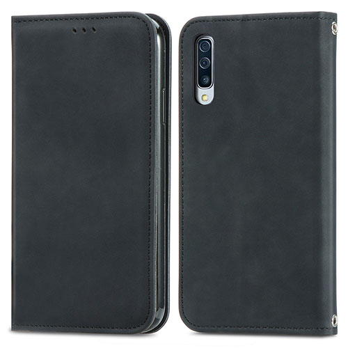 Leather Case Stands Flip Cover Holder S04D for Samsung Galaxy A30S Black