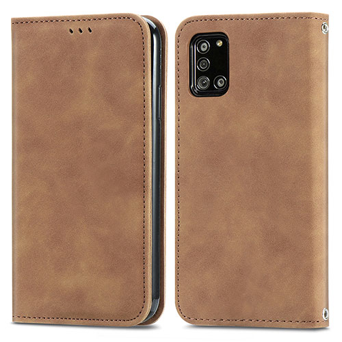 Leather Case Stands Flip Cover Holder S04D for Samsung Galaxy A31 Brown