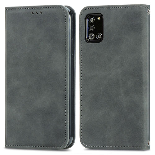 Leather Case Stands Flip Cover Holder S04D for Samsung Galaxy A31 Gray