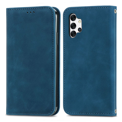 Leather Case Stands Flip Cover Holder S04D for Samsung Galaxy A32 4G Blue