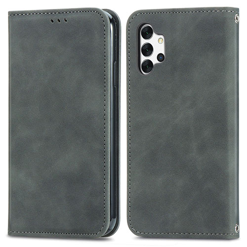 Leather Case Stands Flip Cover Holder S04D for Samsung Galaxy A32 4G Gray