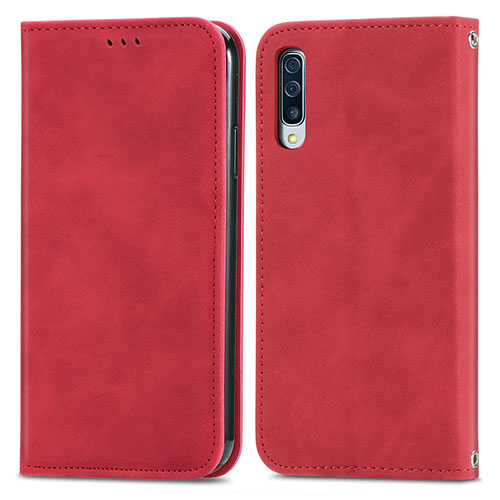 Leather Case Stands Flip Cover Holder S04D for Samsung Galaxy A50 Red