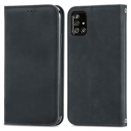 Leather Case Stands Flip Cover Holder S04D for Samsung Galaxy A51 4G Black