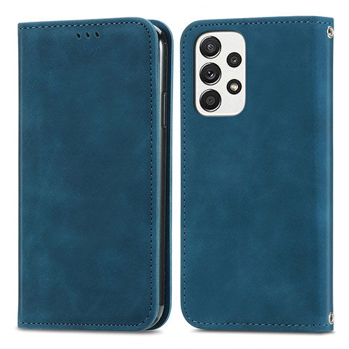 Leather Case Stands Flip Cover Holder S04D for Samsung Galaxy A53 5G Blue