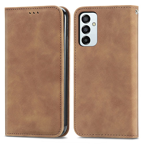 Leather Case Stands Flip Cover Holder S04D for Samsung Galaxy F23 5G Brown