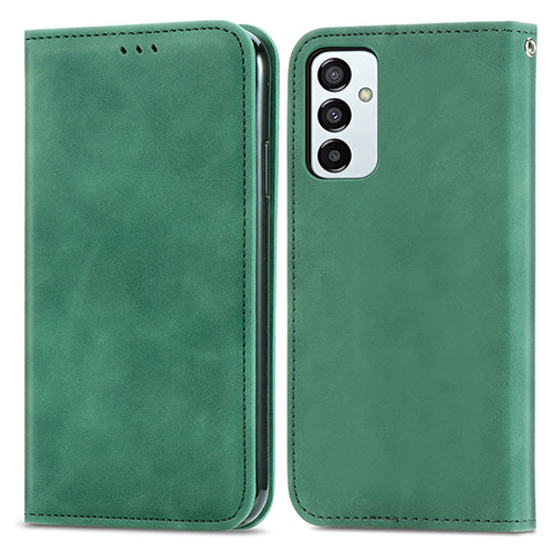 Leather Case Stands Flip Cover Holder S04D for Samsung Galaxy F23 5G Green