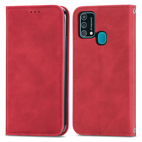 Leather Case Stands Flip Cover Holder S04D for Samsung Galaxy F41 Red