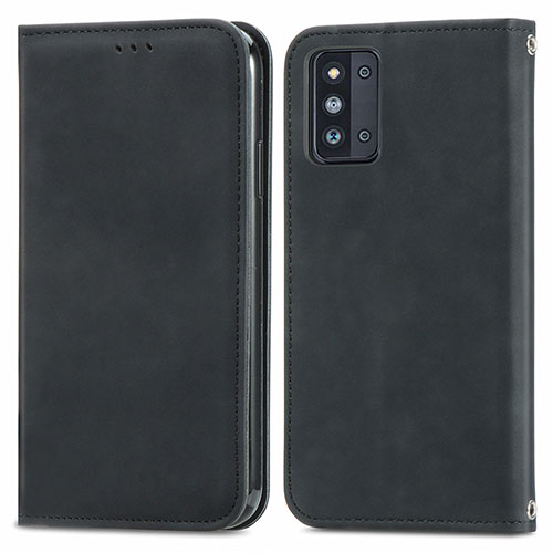 Leather Case Stands Flip Cover Holder S04D for Samsung Galaxy F52 5G Black