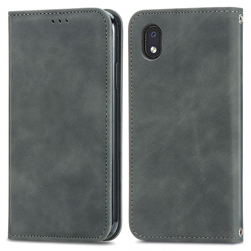 Leather Case Stands Flip Cover Holder S04D for Samsung Galaxy M01 Core Gray