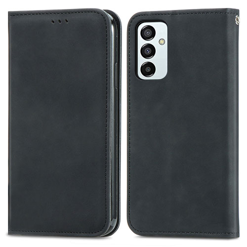 Leather Case Stands Flip Cover Holder S04D for Samsung Galaxy M23 5G Black