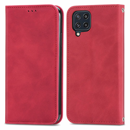 Leather Case Stands Flip Cover Holder S04D for Samsung Galaxy M32 4G Red