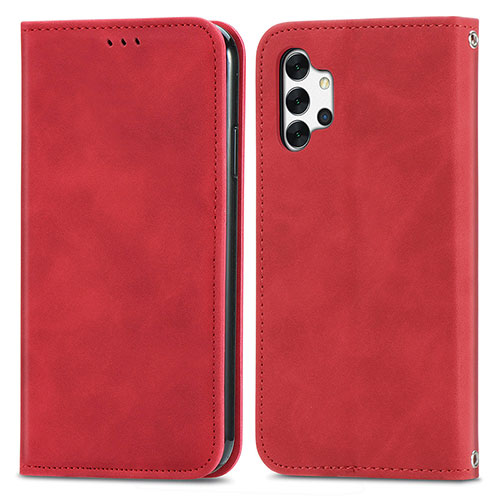 Leather Case Stands Flip Cover Holder S04D for Samsung Galaxy M32 5G Red