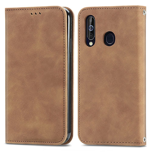 Leather Case Stands Flip Cover Holder S04D for Samsung Galaxy M40 Brown