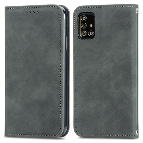 Leather Case Stands Flip Cover Holder S04D for Samsung Galaxy M40S Gray