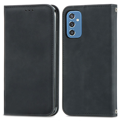 Leather Case Stands Flip Cover Holder S04D for Samsung Galaxy M52 5G Black