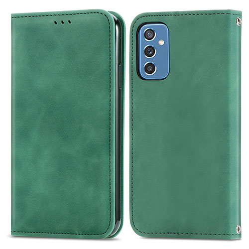 Leather Case Stands Flip Cover Holder S04D for Samsung Galaxy M52 5G Green