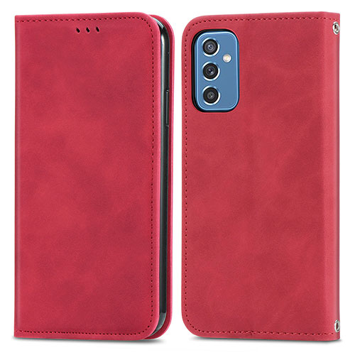 Leather Case Stands Flip Cover Holder S04D for Samsung Galaxy M52 5G Red