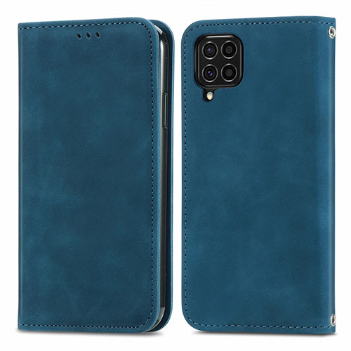 Leather Case Stands Flip Cover Holder S04D for Samsung Galaxy M62 4G Blue