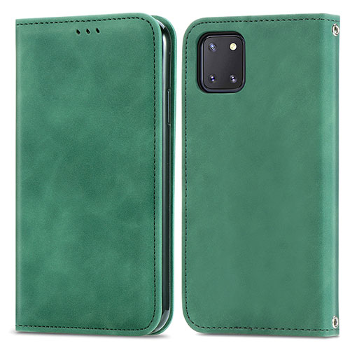 Leather Case Stands Flip Cover Holder S04D for Samsung Galaxy Note 10 Lite Green