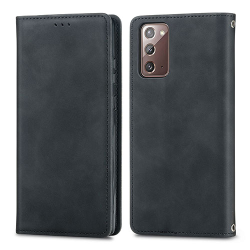 Leather Case Stands Flip Cover Holder S04D for Samsung Galaxy Note 20 5G Black