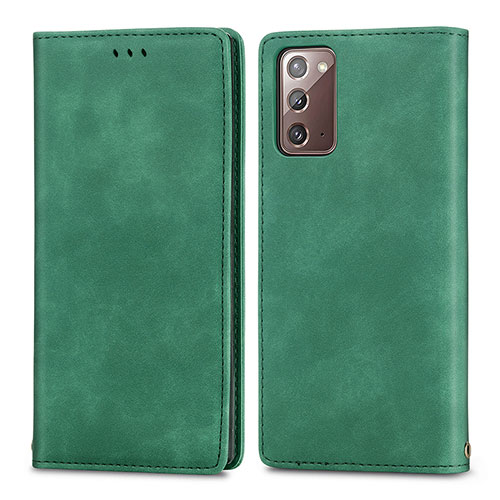 Leather Case Stands Flip Cover Holder S04D for Samsung Galaxy Note 20 5G Green