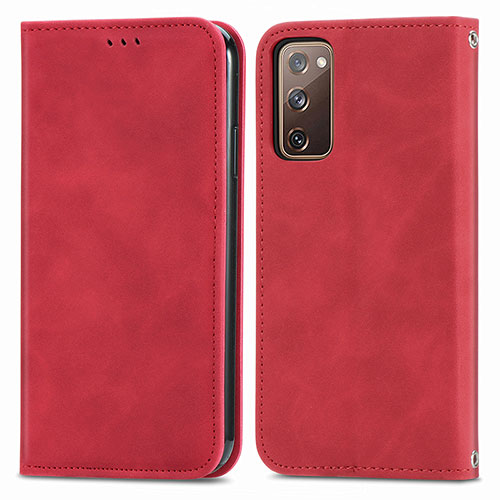 Leather Case Stands Flip Cover Holder S04D for Samsung Galaxy S20 FE 4G Red