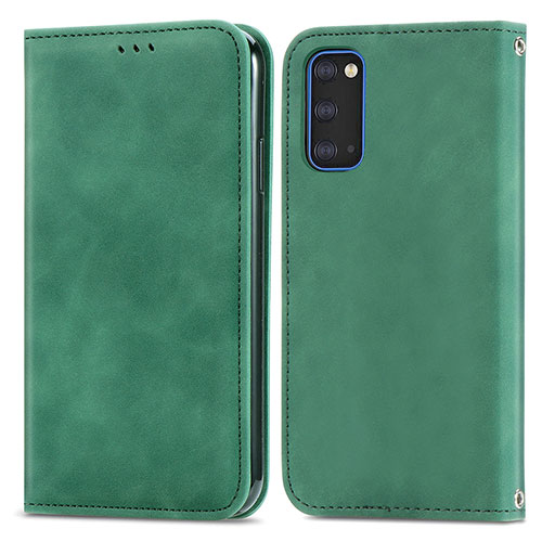 Leather Case Stands Flip Cover Holder S04D for Samsung Galaxy S20 Green