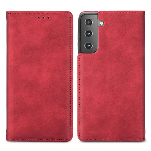 Leather Case Stands Flip Cover Holder S04D for Samsung Galaxy S21 5G Red