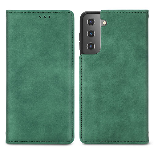 Leather Case Stands Flip Cover Holder S04D for Samsung Galaxy S24 Plus 5G Green