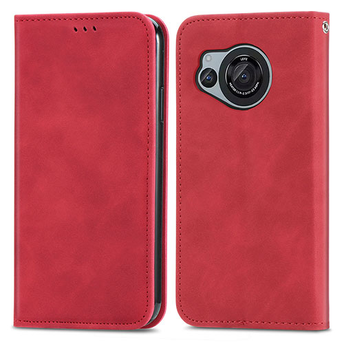 Leather Case Stands Flip Cover Holder S04D for Sharp Aquos R8s Red