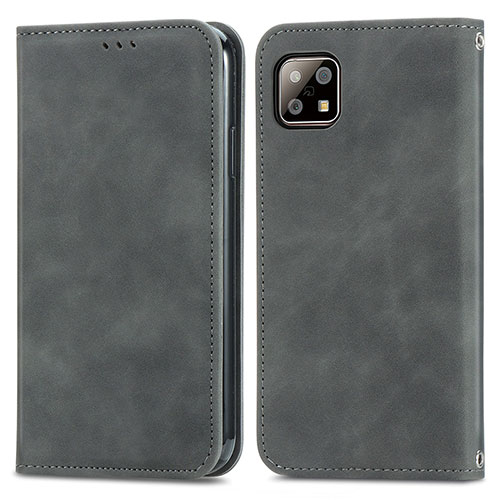 Leather Case Stands Flip Cover Holder S04D for Sharp Aquos Sense6s Gray