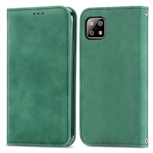 Leather Case Stands Flip Cover Holder S04D for Sharp Aquos Sense6s Green