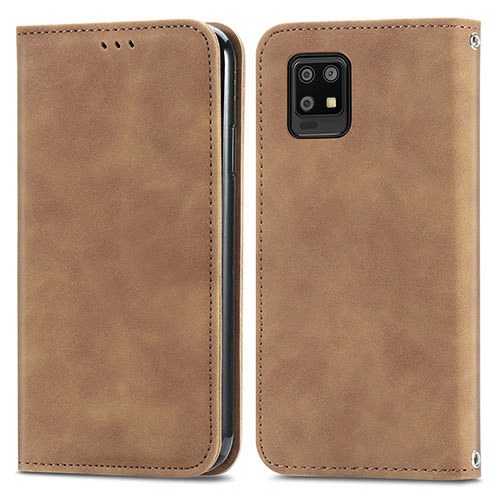 Leather Case Stands Flip Cover Holder S04D for Sharp Aquos Zero6 Brown