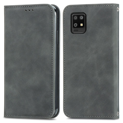 Leather Case Stands Flip Cover Holder S04D for Sharp Aquos Zero6 Gray