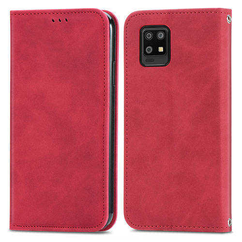 Leather Case Stands Flip Cover Holder S04D for Sharp Aquos Zero6 Red