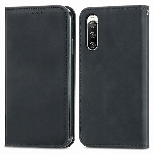 Leather Case Stands Flip Cover Holder S04D for Sony Xperia 10 IV SOG07 Black