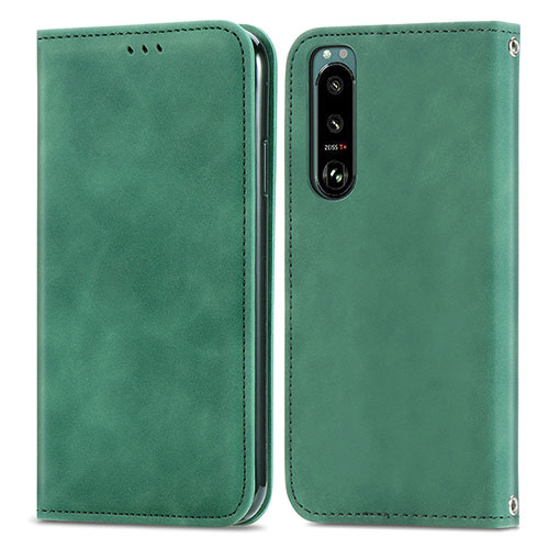 Leather Case Stands Flip Cover Holder S04D for Sony Xperia 5 III Green