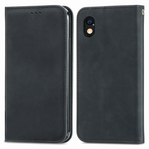 Leather Case Stands Flip Cover Holder S04D for Sony Xperia Ace III SO-53C Black